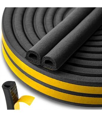 Lipni EPDM langų ir durų tarpinė, juoda, D tipo, 12x10 mm, 50 m