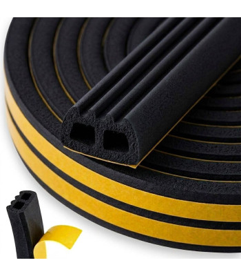 Lipni langų ir durų sandarinimo tarpinė, juoda, EPDM, E tipas, 15x8 mm, 50 m