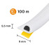 Lipni EPDM tarpinė langams ir durims, balta, tipas P, 9x5,5 mm, 100 m