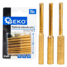 Deimantinių dildelių komplektas grandinėms galąsti, GEKO G74091, 15 vnt., 45 mm, 4,0 mm / 4,8 mm / 5,5 mm