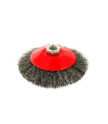 Gofruotos plieninės vielos šoninis besisukantis šepetys 125mm M14