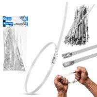 Nerūdijančio plieno užveržimo sąvaržos, 100 vnt., 4.6x200mm