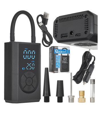Dviračių ir automobilių mini kompresorius su išorine baterija ir LED žibintuvėliu, 4000mAh, 84W