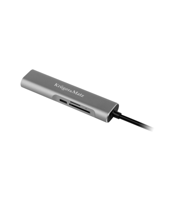 USB tipo C šakotuvas su HDMI, USB 3.0, SD, microSD ir USB tipo C prievadais 5-in-1