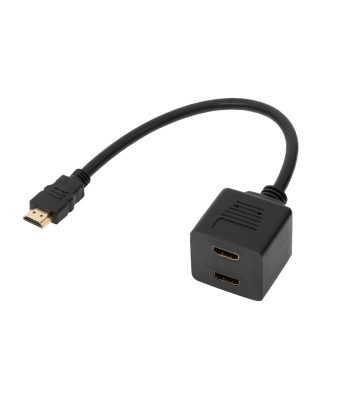HDMI adapteris, kištukas į 2 lizdus ant kabelio, 30 cm