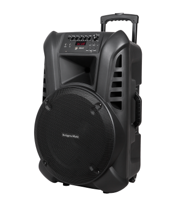 Aktyvioji garso kolonėlė su 2 belaidžiais UHF mikrofonais, SD, Bluetooth, FM ir USB, 60 Watt, Kruger&Matz KM 1715, 508x448x758 mm