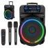 Aktyvi garso kolonėlė su 2 belaidžiais UHF mikrofonais, SD, Bluetooth, FM, USB ir LED, 60 Watt, Kruger&Matz KM 1718