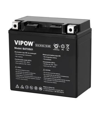 Motociklo akumuliatorius VIPOW MC tipo, 12V 14Ah