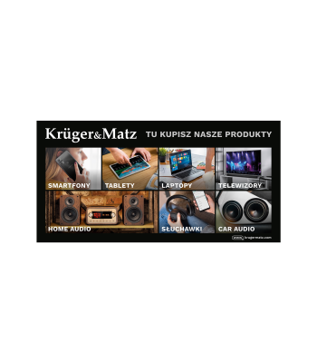 Baneris Kruger&Matz „Čia įsigysite mūsų produktų“, 200 x 100 cm