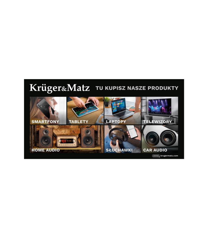 Baneris Kruger&Matz „Čia įsigysite mūsų produktų“, 200 x 100 cm
