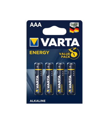 Šarminės baterijos VARTA ENERGY, 4 vnt. pakuotėje, LR03