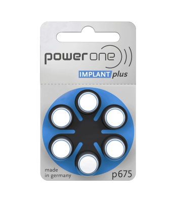 Baterijos klausos implantams POWER ONE IMPLANTplus VARTA, 6 vnt., 675