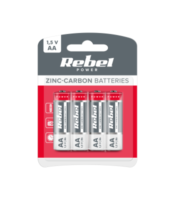 Cinko-anglies baterijos, 4 vnt. / blister, Rebel R6 AA