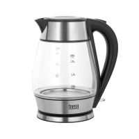 Elektrinis virdulys TEESA, stiklinis, su nerūdijančiuoju plienu, juodas – TSA1512B, 2200 W, 1,7 l