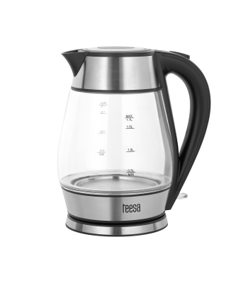 Elektrinis virdulys TEESA, stiklinis, su nerūdijančiuoju plienu, juodas – TSA1512B, 2200 W, 1,7 l