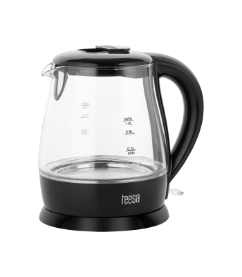 Elektrinis stiklinis virdulys TEESA, juodas, TSA1030B, 1630 W, 1 L