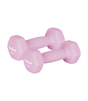 Ketaus neopreniniai HEX hanteliai REBEL ACTIVE, 2 x 2 kg