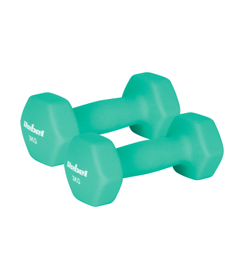 Ketaus neopreniniai HEX hanteliai REBEL ACTIVE, 2 x 3 kg