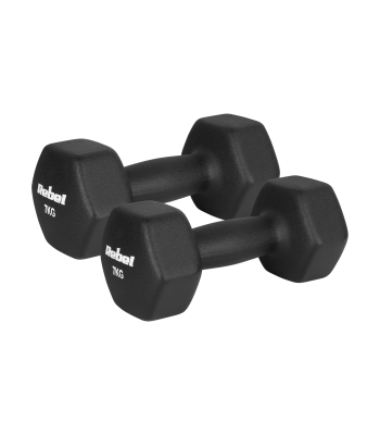 Ketaus neopreniniai hanteliai, REBEL ACTIVE, HEX, 2 x 7 kg