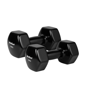 Vinilu dengti ketiniai hanteliai REBEL ACTIVE HEX, 2 x 10 kg