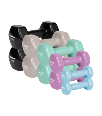 Vinilu dengti ketaus HEX hanteliai, rinkinys REBEL ACTIVE, 30kg (2x1kg + 2x2kg + 2x3kg + 2x4kg + 2x5kg)