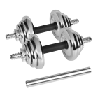 Reguliuojamų chromuotų ketinių hantelių rinkinys su grifu ir lagaminu, Rebel Active, 20 kg