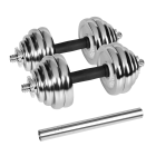 Reguliuojami chromuoti ketaus hanteliai lagamine su jungtimi, REBEL ACTIVE, 30 kg
