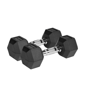 Ketaus hanteliai su gumine danga HEX REBEL ACTIVE, 2x8 kg
