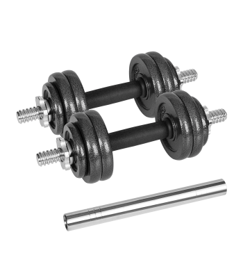 Reguliuojamų ketaus hantelių rinkinys su grifu lagamine, Rebel Active, 15 kg