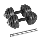 Reguliuojamų ketaus hantelių rinkinys lagamine su jungtimi REBEL ACTIVE, 30 kg
