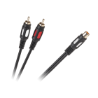 RCA jungiamasis kabelis, 1 RCA lizdas ir 2 RCA kištukai, 25cm