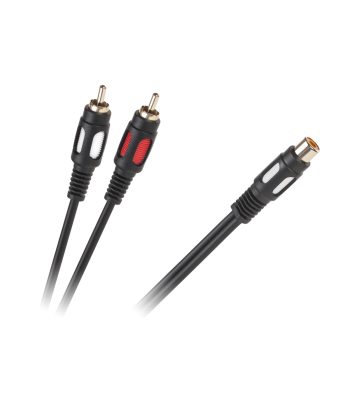 RCA jungiamasis kabelis, 1 RCA lizdas ir 2 RCA kištukai, 25cm