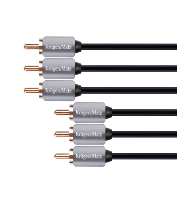 Komponentinis kabelis Kruger&Matz 3RCA–3RCA 1.8m
