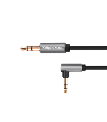 Stereo garso kabelis su kampiniu kištuku ir stereo jungtimi, Kruger&Matz Basic, 3.5 mm, 1.8m