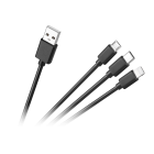 Jungiamasis kabelis 3 viename, USB A–micro USB / USB-C / Lightning, 1.2m