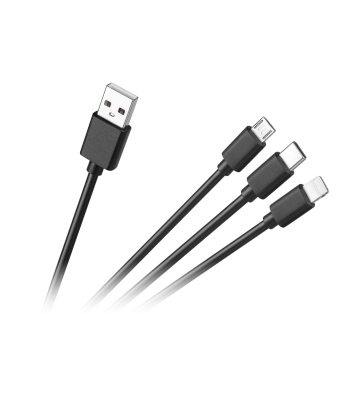 Jungiamasis kabelis 3 viename, USB A–micro USB / USB-C / Lightning, 1.2m