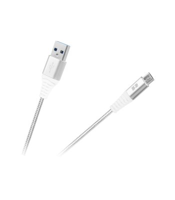Kabelis USB–micro USB REBEL, 100 cm, baltas