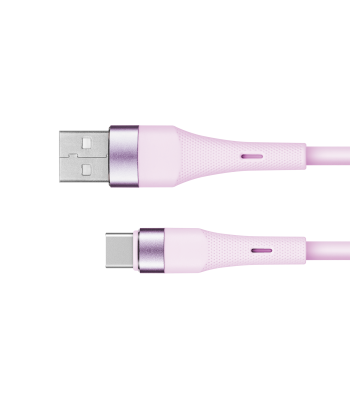 USB–USB-C silikoninis kabelis Kruger&Matz Basic, rožinis, KM1268, 1 m