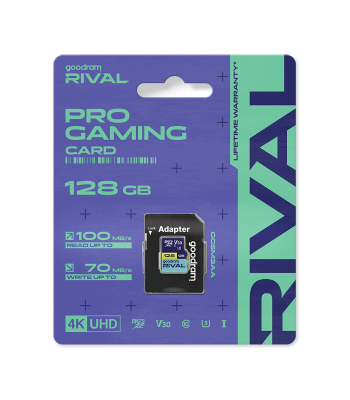 microSD atminties kortelė Goodram Rival su adapteriu V30 UHS-III 128 GB