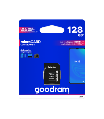 microSD UHS-I GOODRAM atminties kortelė su adapteriu, 128GB