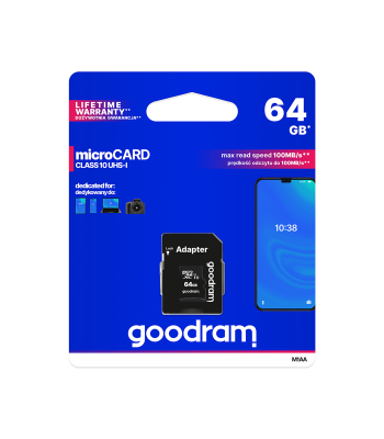 Goodram microSD UHS-I atminties kortelė su adapteriu, 64GB