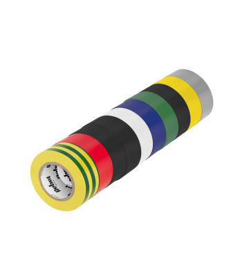 Izoliacinių lipniųjų juostų rinkinys REBEL, 10 vnt., spalvų mišinys, 0,13 mm x 19 mm x 10 yd