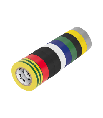 REBEL lipnios izoliacinės juostos, 10 vnt., spalvų rinkinys, 0,13 mm x 19 mm x 20 yd