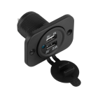 Automobilinis įmontuojamas įkroviklis su 2 USB jungtimis ir E24 homologacija, 3100 mA