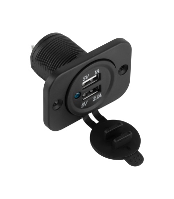 Automobilinis įmontuojamas įkroviklis su 2 USB jungtimis ir E24 homologacija, 3100 mA
