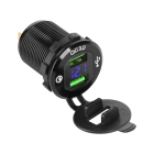 Automobilinis įkroviklis su Quick Charge funkcija ir įtampos matuokliu, 2xUSB