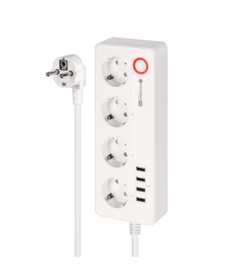 Išmanioji maitinimo juosta, 4 vokiško tipo lizdai, 4 USB, 2100 mA, Kruger&Matz Connect P6 Tuya