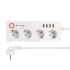 Išmanioji maitinimo juosta, 4 vokiško tipo lizdai, 4 USB, 2100 mA, Kruger&Matz Connect P6 Tuya