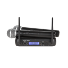 VHF dviejų kanalų mikrofonas su 2 rankiniais mikrofonais WR-358LD