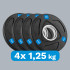 Olimpiniai ketaus svoriai su gumine danga Rebel Active RB-2107, 4 x 1,25 kg, 51 mm